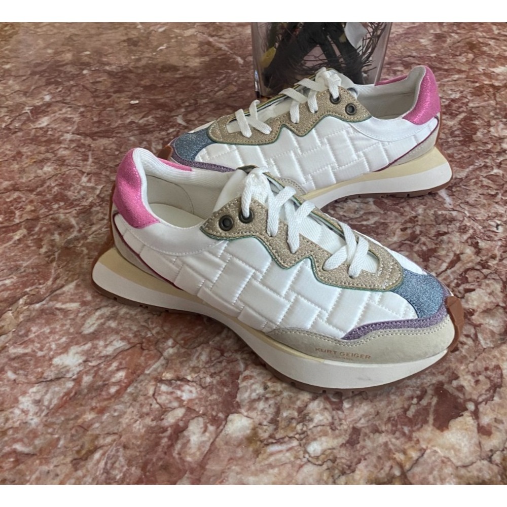 New Kurt Geiger London Woman's Quilted Multi-color Trainer Sneakers 38.5/US 8.5